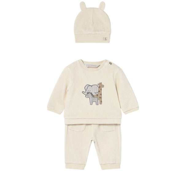 Conjunto Punto Estampado Animales Con Gorrito
