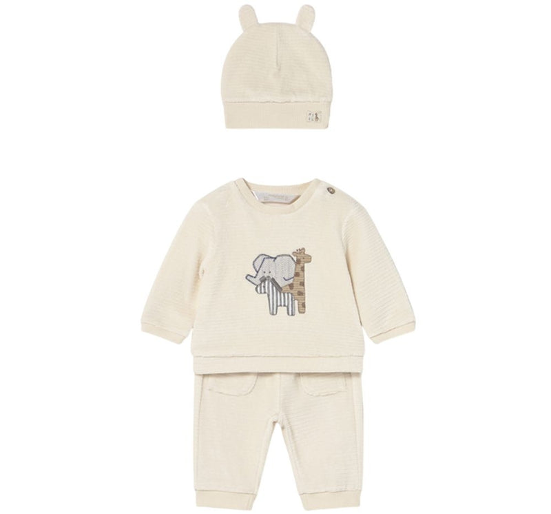 Conjunto Punto Estampado Animales Con Gorrito