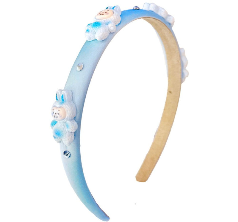 Diadema Satin  Halo Labubu Charm Light Blue