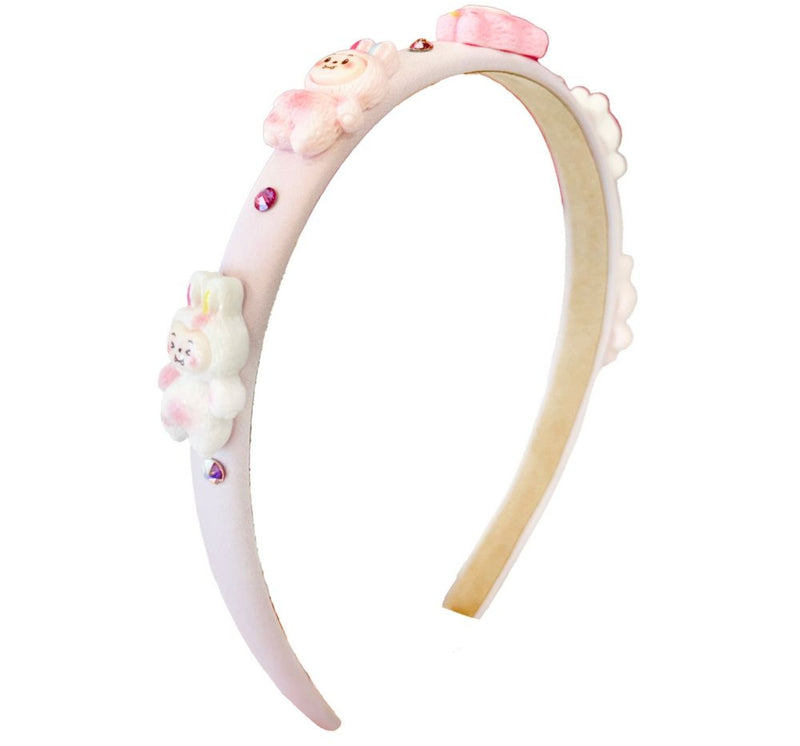Diadema Satin  Halo Labubu Charm Light Pink