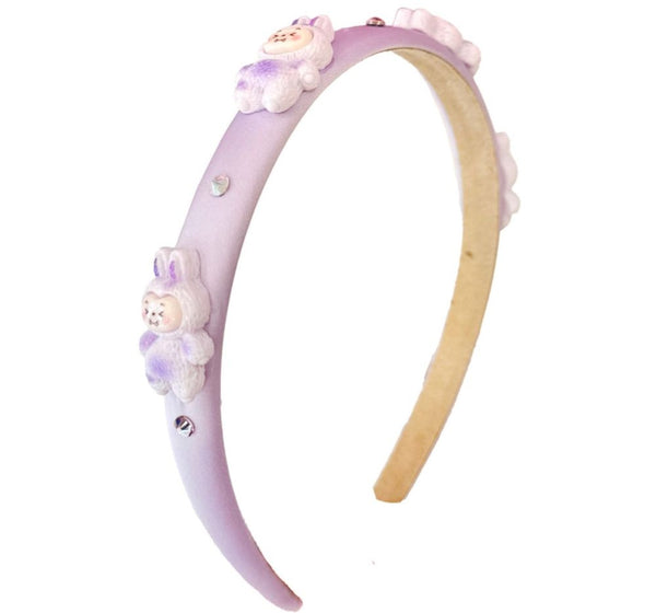 Diadema Satin  Halo Labubu Charm Lavender