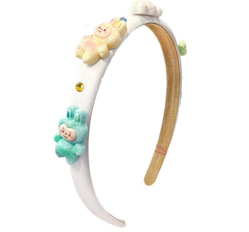 Diadema Satin  Halo Labubu Charm White