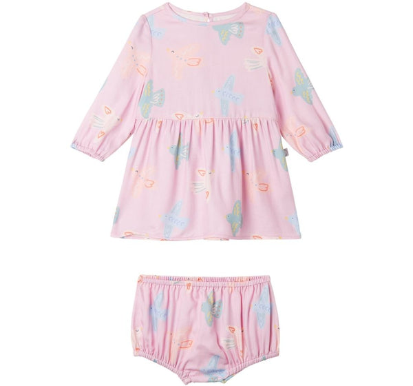 Vestido Manga Larga Birds With Bloomers Pink