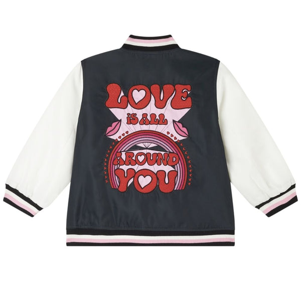 Chamarra Bomber Love Is All Arround You Black White