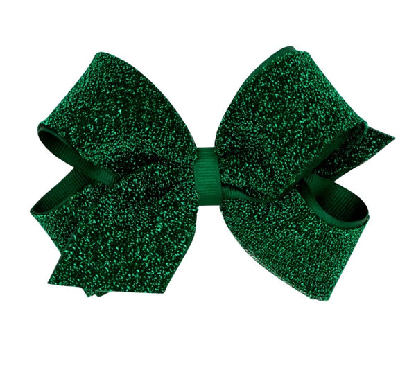 Moño Mediano Sparkle Overlay Forest Green