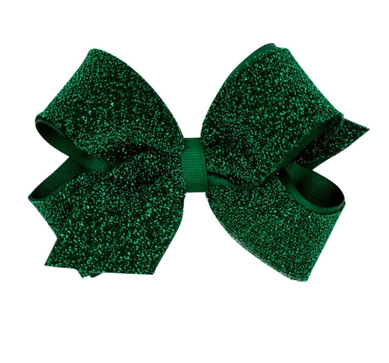 Moño Mediano Sparkle Overlay Forest Green