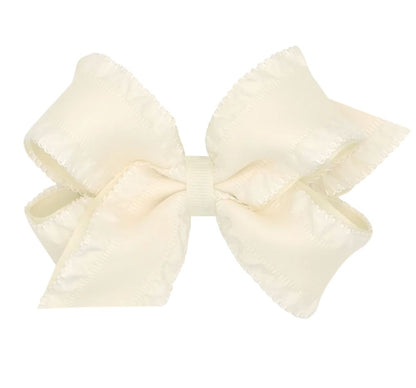 Med Ruffle/GG Overlay Bow Antique White