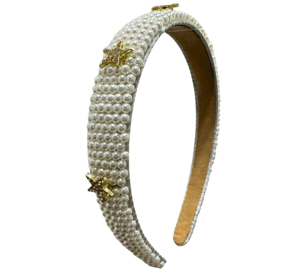 Headband Full Pearl With Loose Charms Stars