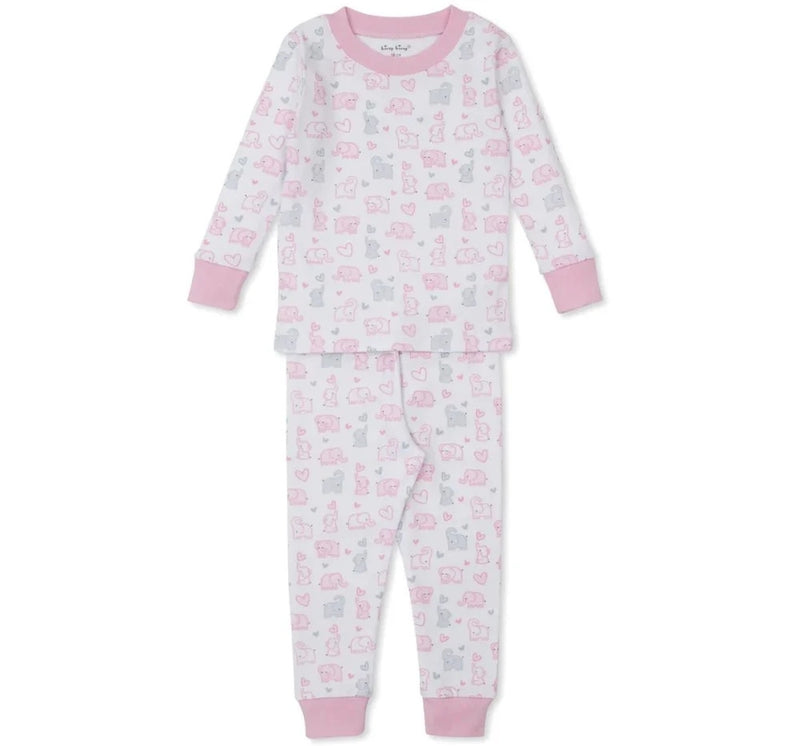 Pajama Set Snug Prt Baby Elephant Hearts Multi White