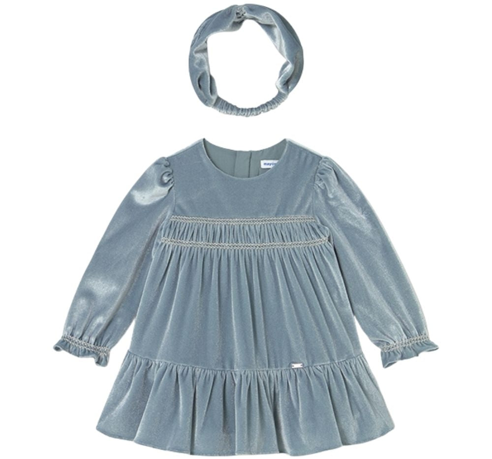 Vestido Terciopelo & Diadema Blue Bell