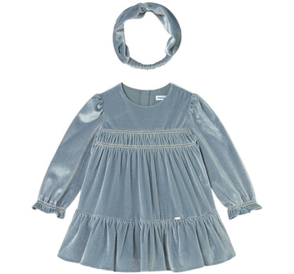 Vestido Terciopelo & Diadema Blue Bell