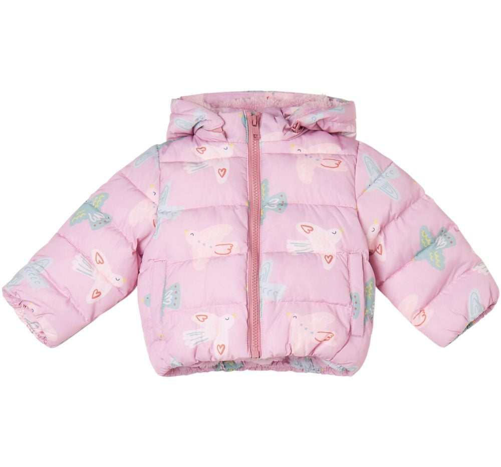 Chamarra Puffer Birds Pink