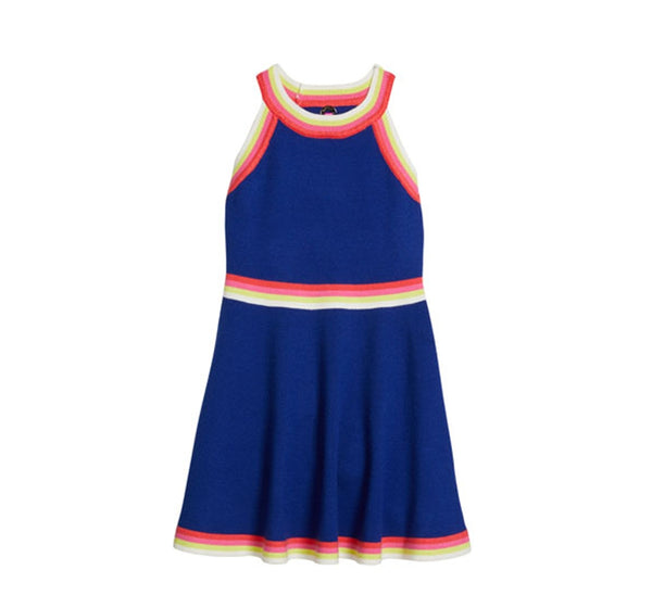 Vestido azul con lineas de colores -ZOE