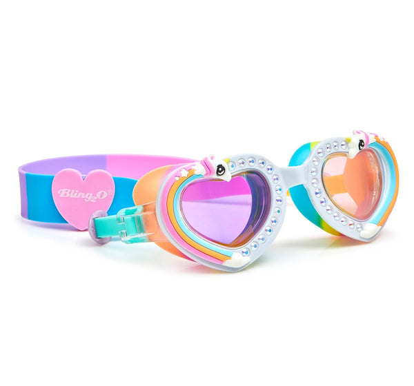 Goggles de corazón con pony multicolor mágico -Bling2O