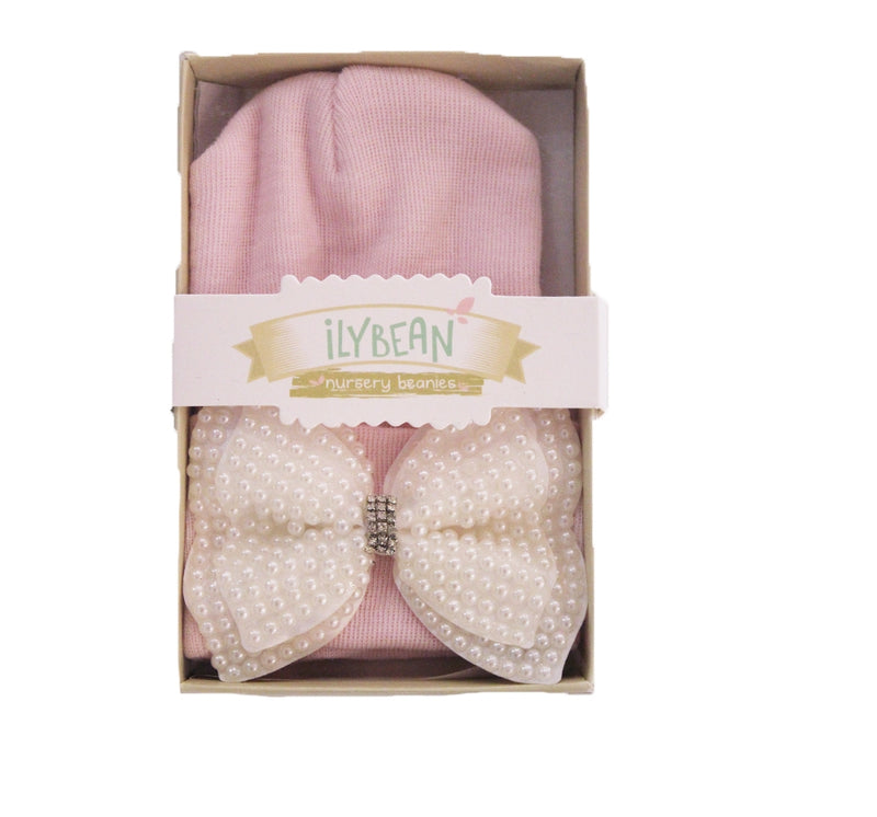 Lacey Pearl Bow Pink