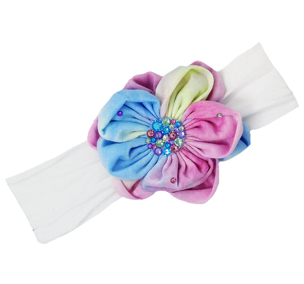 Diadema elástica de flor tie dye pastel -Bari Lynn