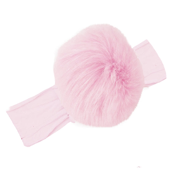 Diadema elástica con pompón rosa-Bari Lynn