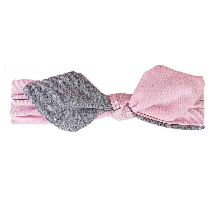 Banda para bebé de algodón con nudo rosa/gris  6-24M -Wee ones