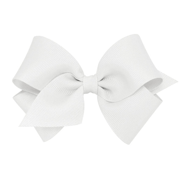 Medium Solid Grosgrain Bow White