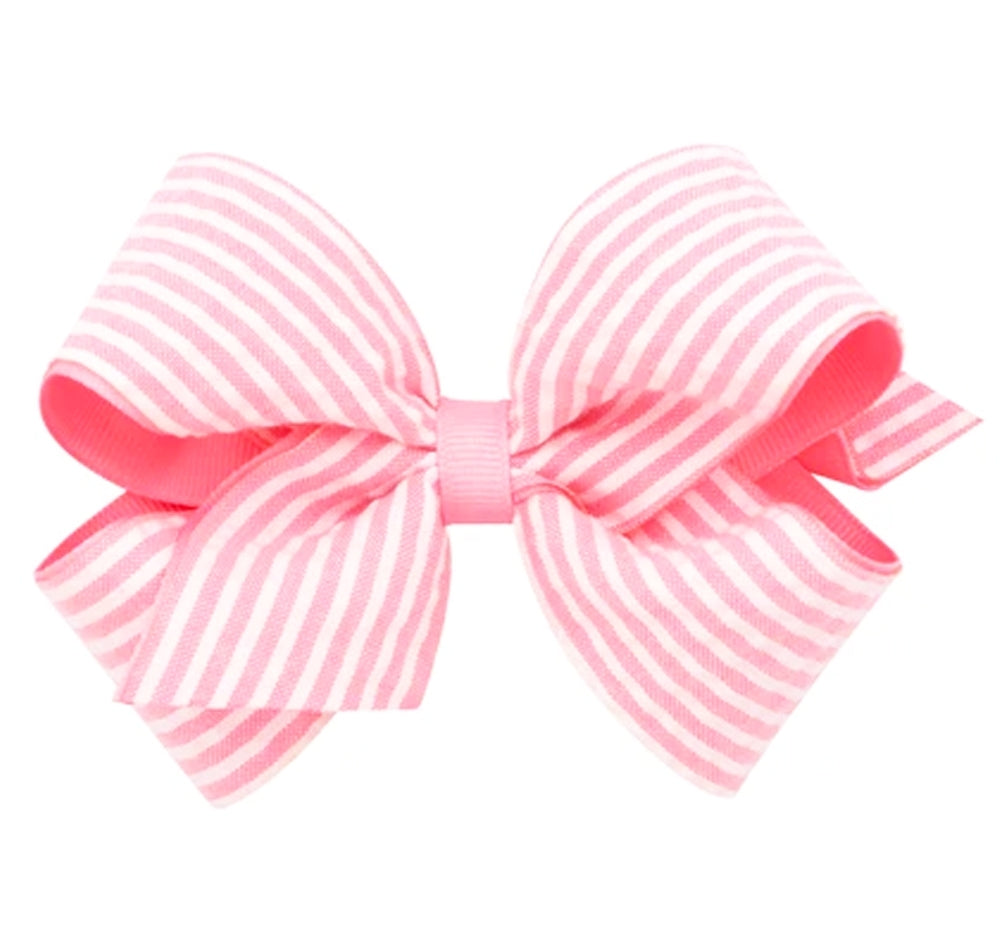 Medium Seersucker GG Overly Bow Pink