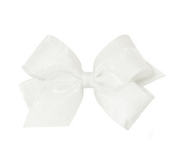 Medium Organza/Gro Overlay Bow White