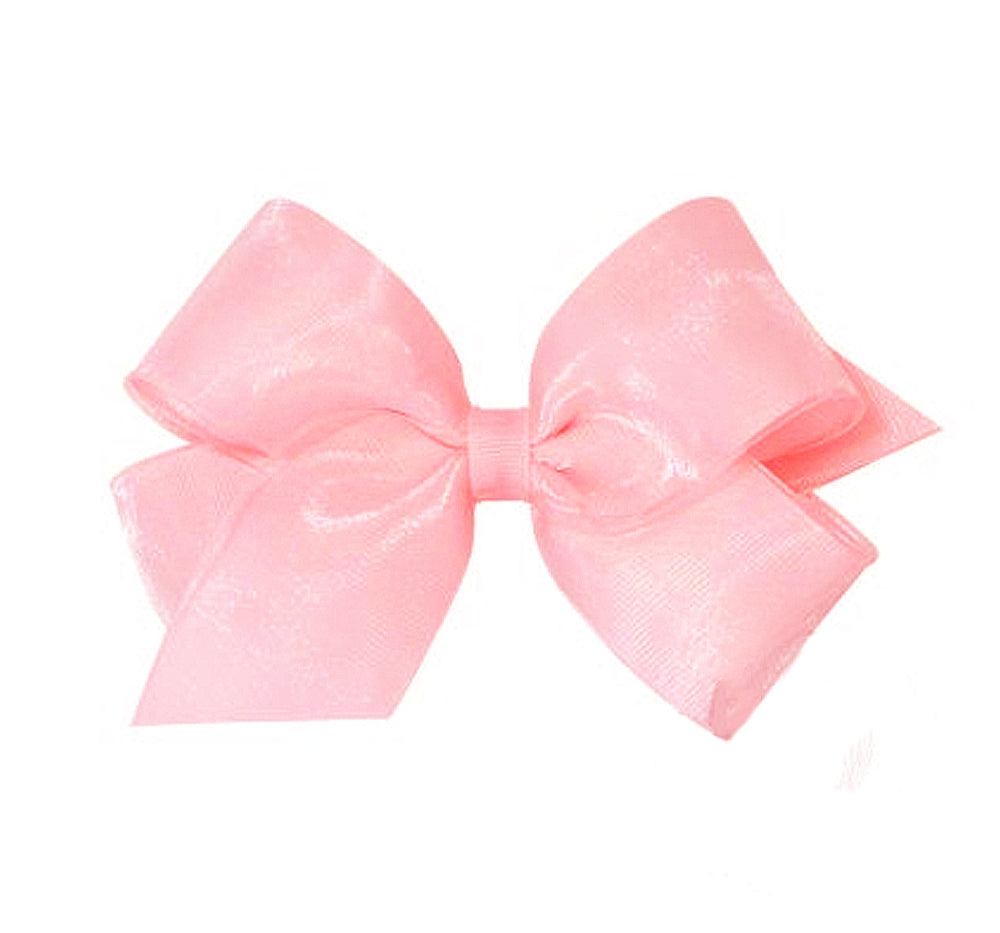 Medium Organza/Gro Overlay Bow Coral