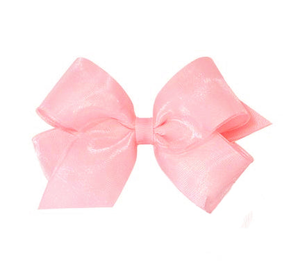 Medium Organza/Gro Overlay Bow Coral