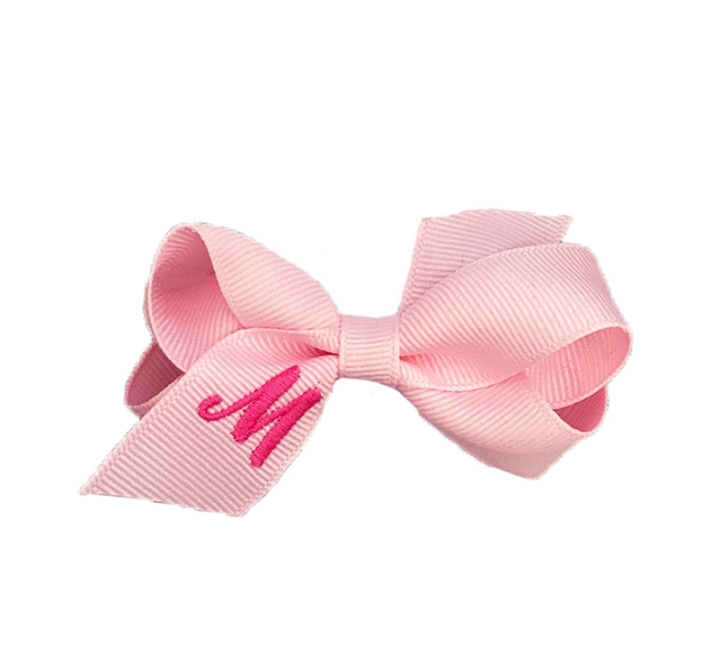 Mini moño rosa claro monograma M -Wee ones