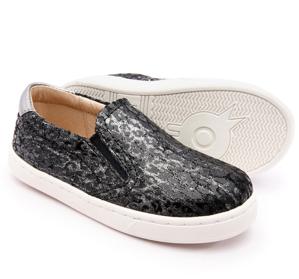 Tenis hoff de leopardo plateado -Old Soles