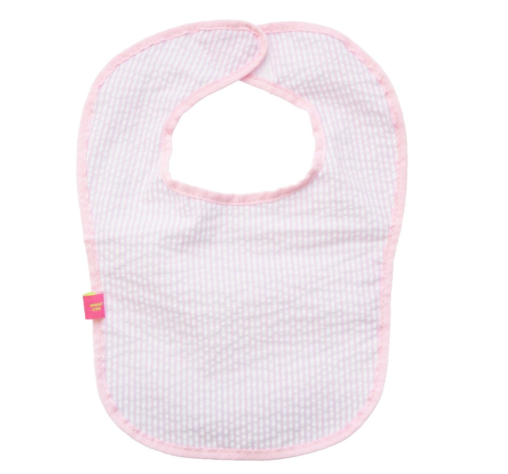 Pink Seersucker Bib
