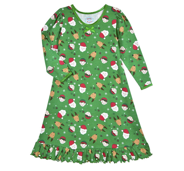 Vestido pijama verde de Santa & Elf -Sara's Prints