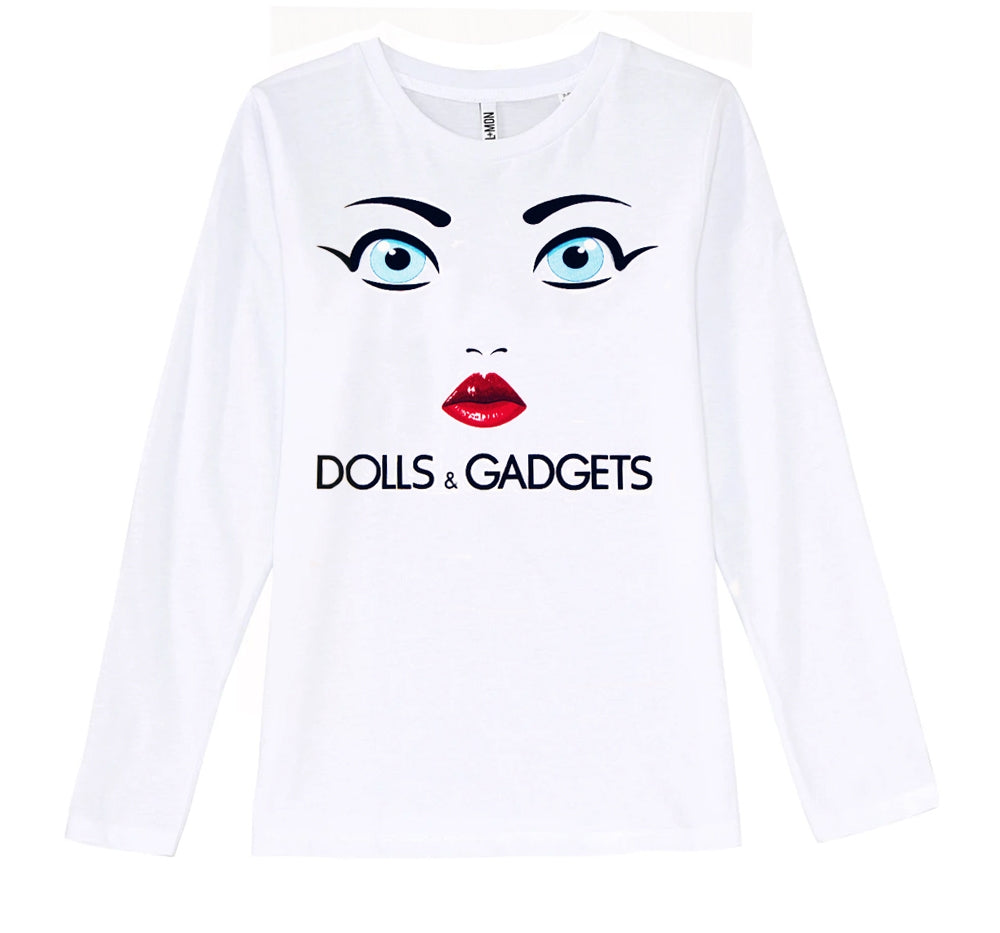Playera de manga larga blanca Dolls & Gadgets -Nil & Mon