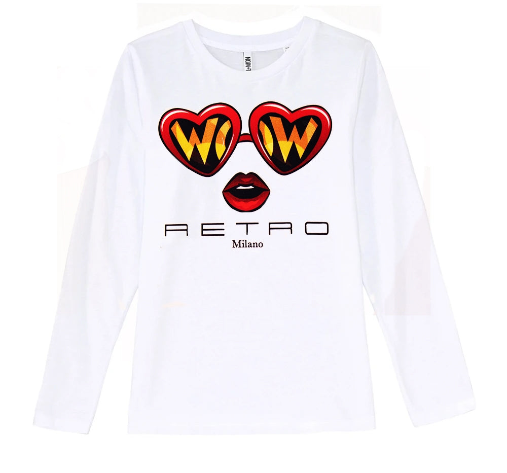 Playera de manga larga blanca Retro Milano -Nil & Mon
