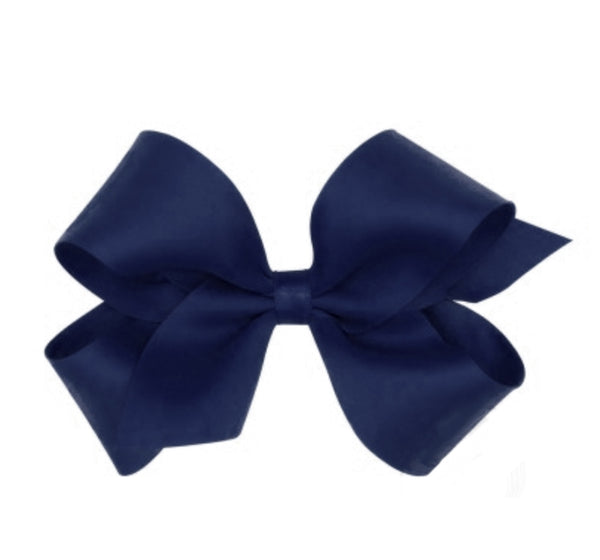 Moño mediano pastel de satén navy -Wee ones