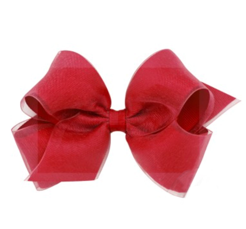 Medium Organza/Gro Overlay Bow Red