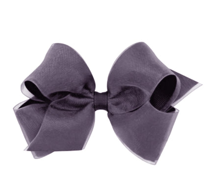 Medium Organza/Gro Overlay Bow Charcoal