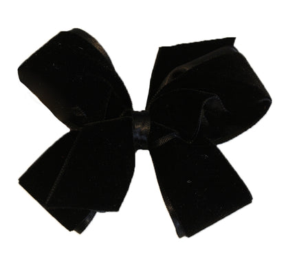 Medium Velvet/Satin Overlay Bow Black