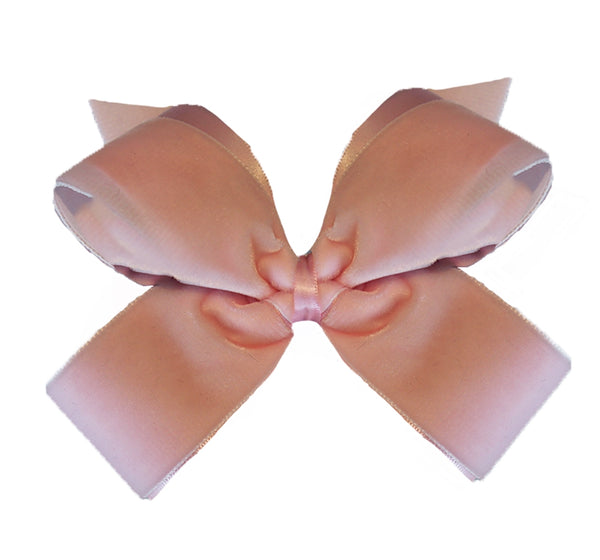 Medium Velvet/Satin Overlay Bow Light Pink