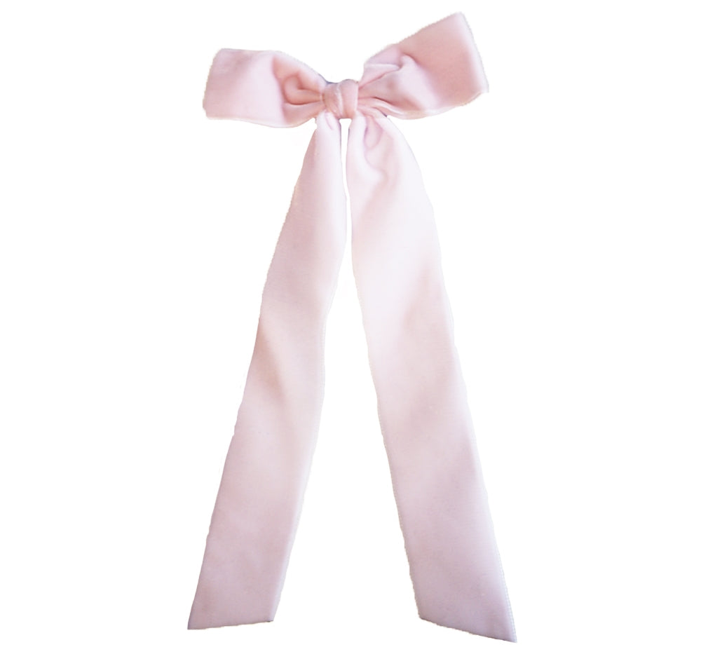Medium Velvet Bowtie W/Tails Light Pink