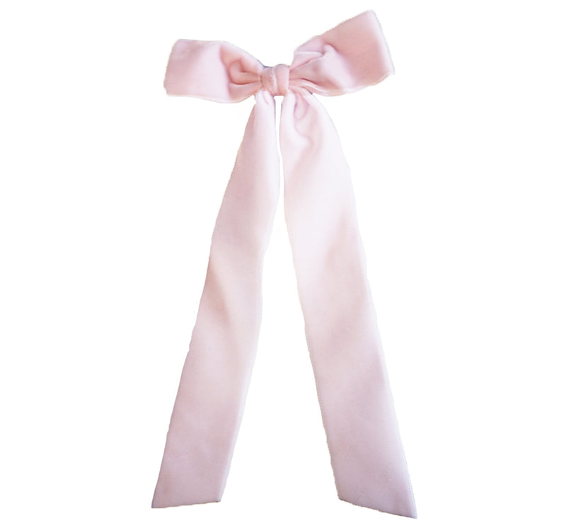 Medium Velvet Bowtie W/Tails Light Pink