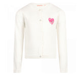 Suéter cárdigan blanco con pequeño corazón rosa - Billie Blush