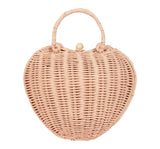 Bolsa de ratán en forma de corazón rosa -Olliella