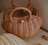 Bolsa de ratán en forma de corazón rosa -Olliella