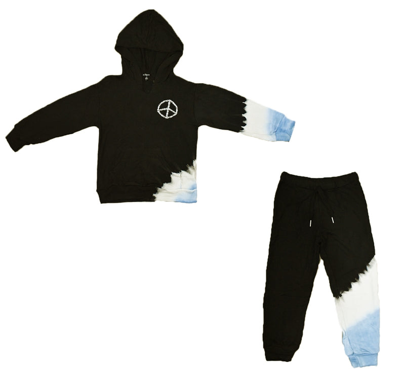 Hoodie y pants negros con diagonal azul  -Flowers by zoe