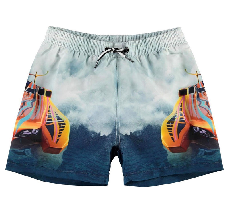 Rashguard y shorts navy de bote naranja   -Molo