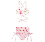 Bikini de cintura alta rosa de flores orquídeas -Submarine