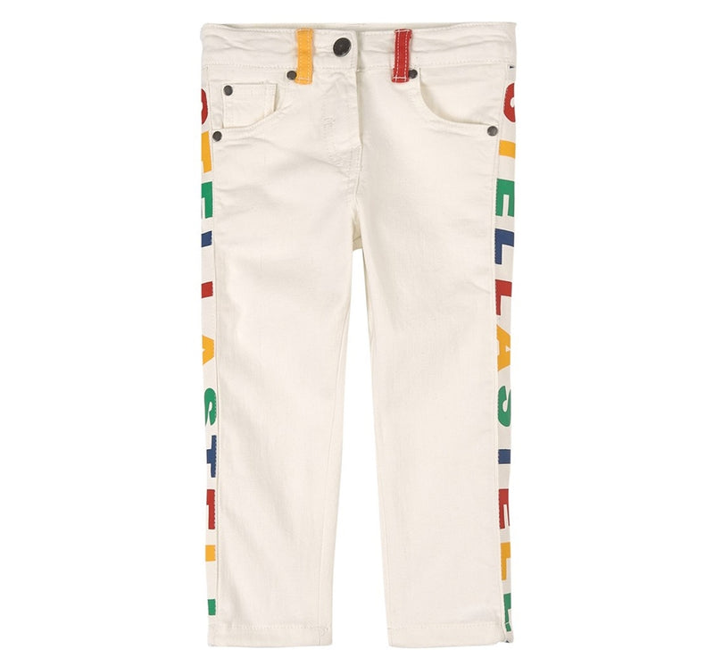 Jeans blancos con logo multicolor -Stella Mccartney