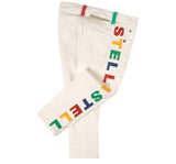 Jeans blancos con logo multicolor -Stella Mccartney