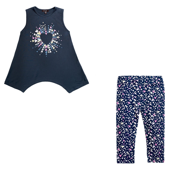 Blusa navy con corazones y leggings - Imoga