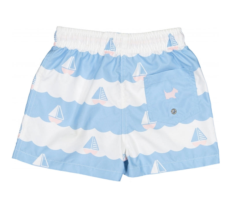 Traje de baño shorts azul de veleros -Sal & Pimienta